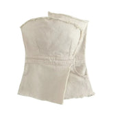 BXOXO  Women Patchwork Denim Strapless Tank Sleeveless Female Tops 6X0144